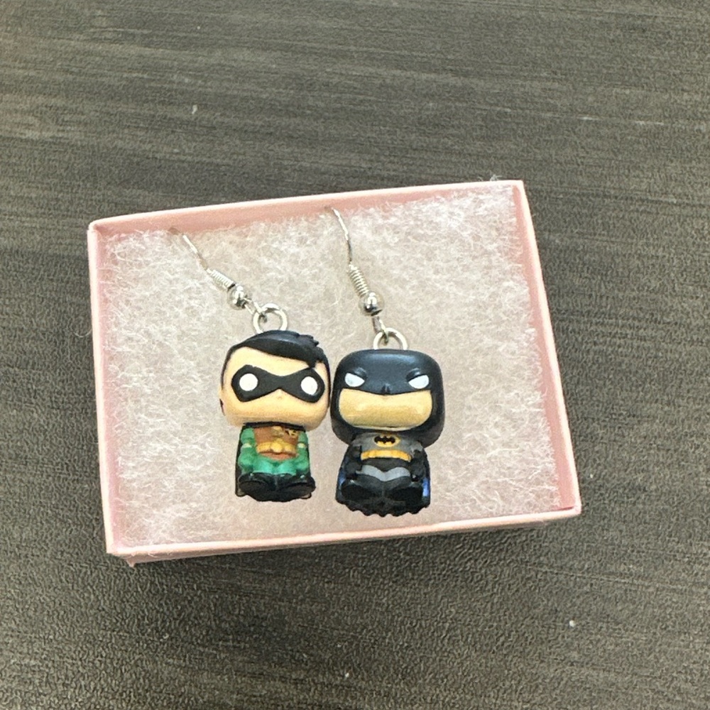 Batman and Robin earrings